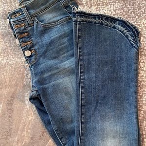 👖Veronica Beard Button-Fly Crop Flare Jeans